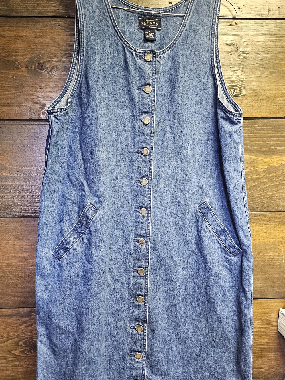 Sonoma Light Blue Denim Button-Front Dress Vintage 90s Womens Size Large